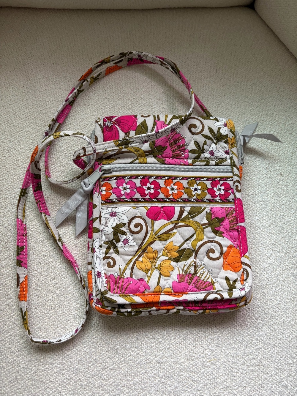 Vera Bradley Floral Quilted Crossbody — Pink, Orange & Green